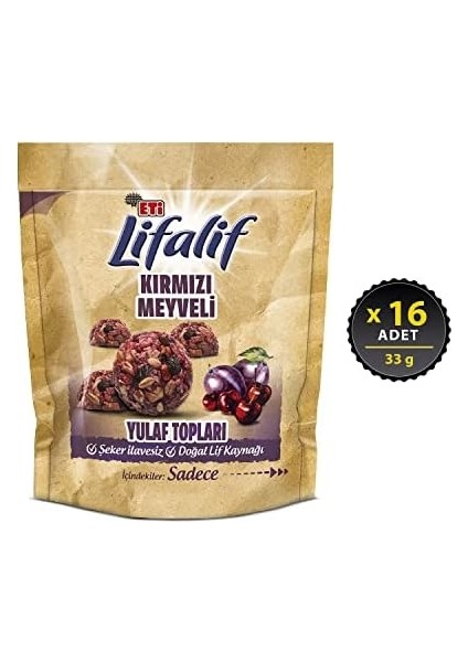 Eti Lifalif Kırmızı Meyveli Yulaf Topları 33 G x 16 Adet modelleri