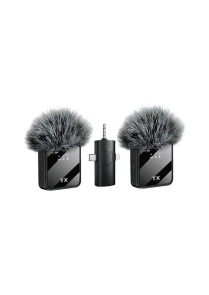 Wireless Microphone Kablosuz Yaka Mikrofonu Video Youtube Tiktok Canlı Yayın Stüdyo Mikrofon (F11-2 Tüylü Ikili Vlog Live Show) fiyatları