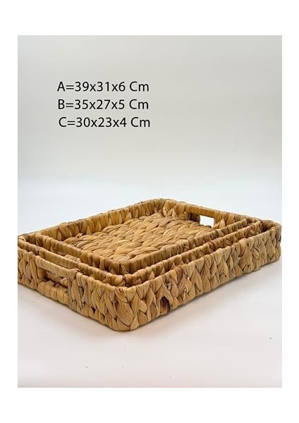 3'lü Hasır Tepsi Seti – Sunumluk ve Dekoratif Hasır Tepsi, Hasır El Örgüsü Tepsi, Mutfak ve Sofra Için Şık ve Estetik Sunum Tepsisi, Çok Amaçlı Hasır Sepet Tepsi Takımı (Dikdörtgen) fiyatları