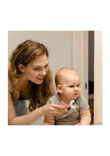 Silikon Bebek Diş Fırçası, U Şekilli Tasarım, 2-6 Yaş, 9 Cm, Mavi