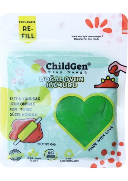 Oyun Hamuru - Yeşil -Vakumlu Kartuş Paket - (Ecopack- )