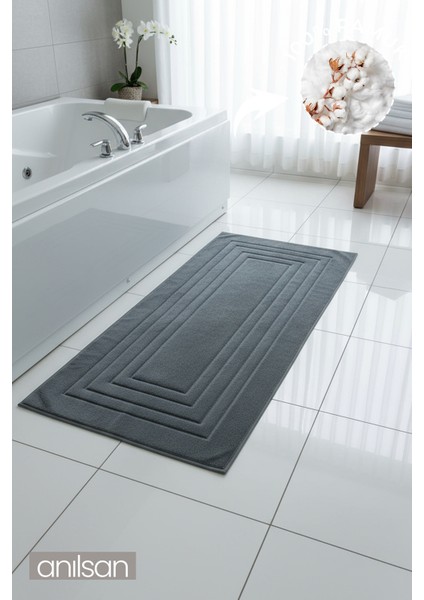Alora Antrasit Büyük Ayak Havlusu - 60x130 Cm , 690GR %100 Pamuk, Spa Ve Otel Banyo Paspası modelleri