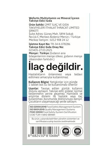 Wefortis Multivitamin Complex 60 Tablet