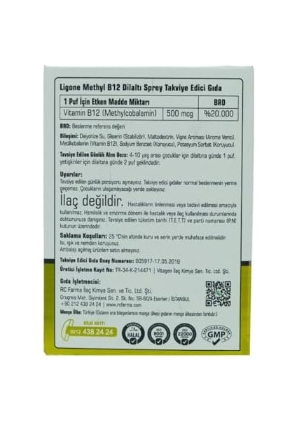 Ligone Methyl B12 Dilaltı Sprey 30 ml