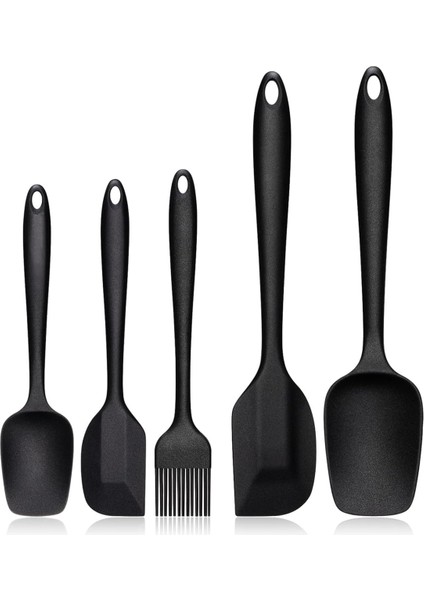 5 Parça Silikon Spatula ve Fırça Seti, Siyah
