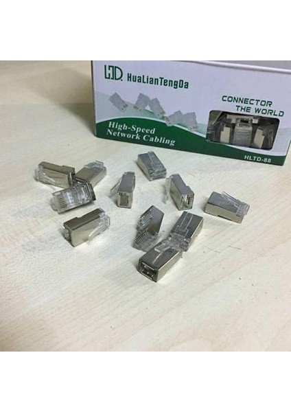 Rj 45 Metal Jak Konnektör 8P8C 100 Adet Metal Cat6 Uç