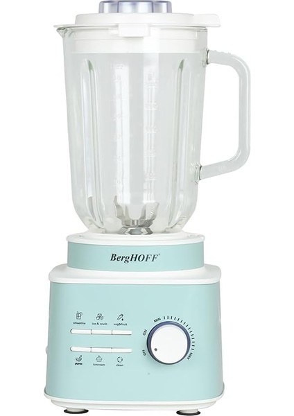 Gem Retro 1500 W Masaüstü – 1,5 L Cam Hazne, Titanyum Bıçak, Bakır Ac Motor | Mint Yeşil