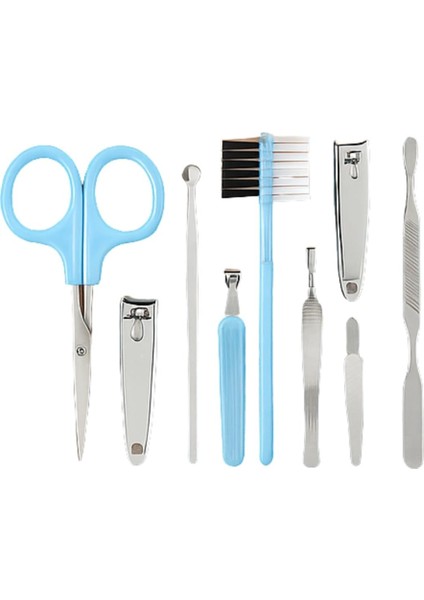 Manikür & Pedikür Seti – Elma Şekilli 8’li Mavi, Taşınabilir Tırnak Bakım Kiti