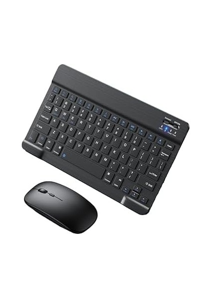 Windows//ıos Sistemi Için Kablosuz Bluetooth Uyumlu Klavye Fare Seti Mini Ultra Ince Şarj Edilebilir Türkçe (Siyah) modelleri