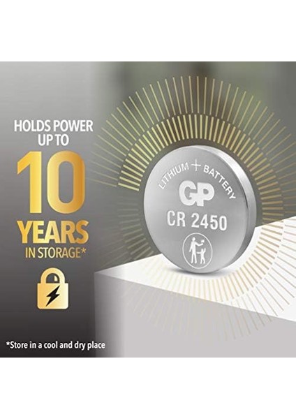 Gp Batteries CR2450 2450 Boy Lityum Düğme Pil, 3 Volt, 5'li Kart fiyatları