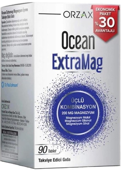 Orzax Ocean Extramag Üçlü Magnezyum Kombinasyonu 90 Tablet