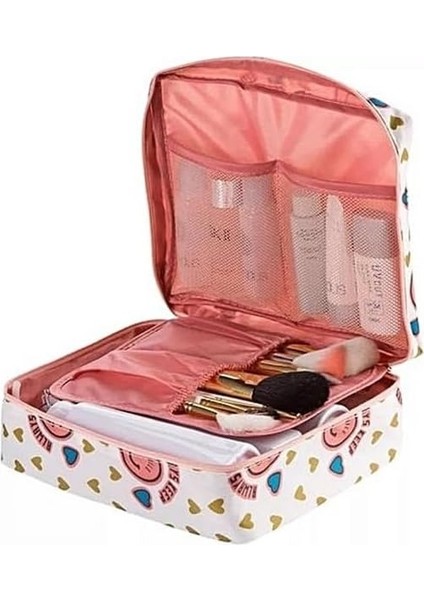 Ecoform Su Geçirmez Organizer Seyahat Kozmetik Makyaj Çantası Gülen Pembe fiyatları