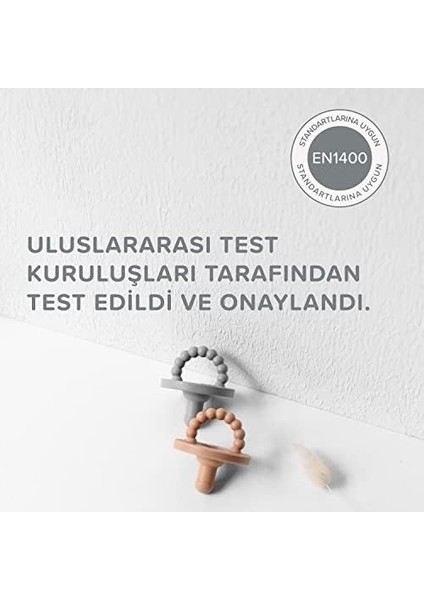 Fufizu Airmom Emzik - Hem Emzik Hem Diş Kaşıyıcı 2'li Silikon Emzik - Yenidoğan ve 0-6 Ay Koyu Gri & Taba modelleri