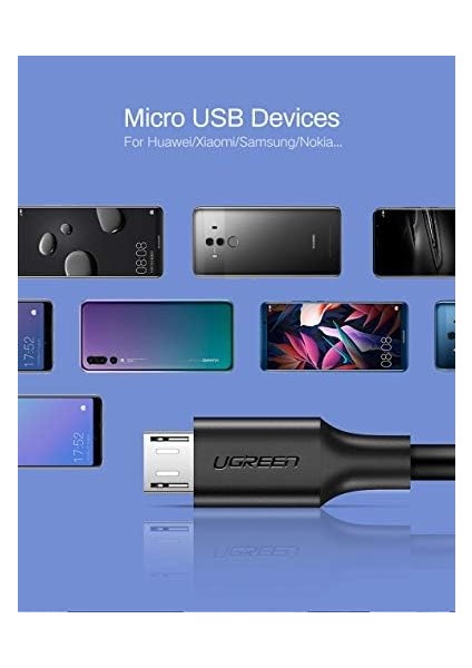 Micro-Usb & Usb-A Data ve Şarj Kablosu, 2 Metre, Beyaz modelleri