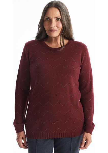 Yeni Sezon Bisiklet Yaka Desenli Kadın Triko Kazak