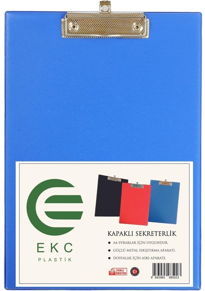 Plastik - A4 Kapaklı Sekreterlik Mavi, Bloknot Yazı Tablası