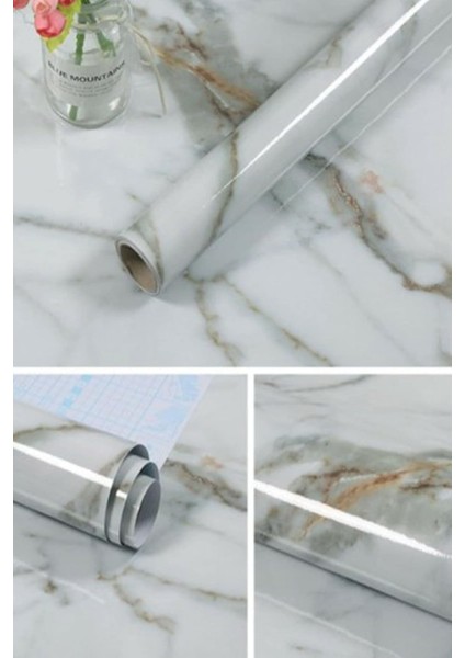 Yapışkanlı Kaplama Kağıdı Mermer Desenli 1 Metre Folyo Kaplama Kağıdı 1420