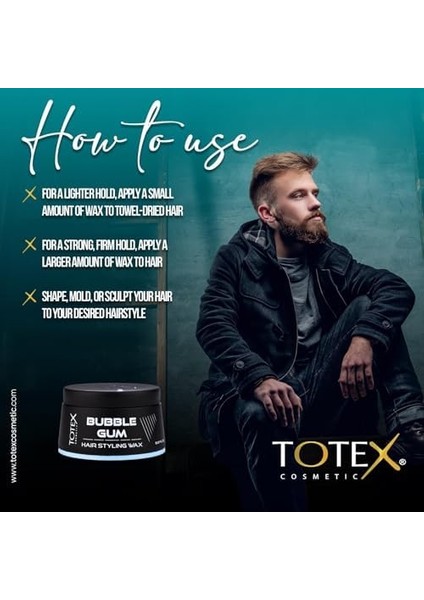 Totex Bubble Gum Saç Hair Şekillendirme Wax | Orta Tutuş | Parlak Görünüş | Tüm Saç Türleri 150ML