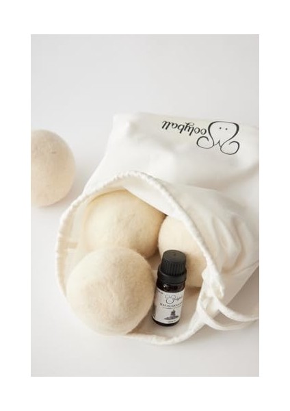 Woolyball Organik Koyun Yünü Çamaşır Kurutma Topları, 6 Adet, 7CM/50GR, Uçucu Yağ Hediyeli fiyatları