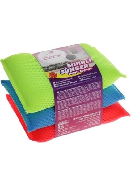 New City Sihirli Fileli Bez Bulaşık Süngeri 3'lü Set - 1 Paket fiyatları