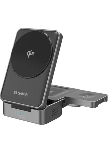 SW-CWF116 Siyah Telefon Kulaklık Akıllı Saat 15W 3 In 1 Kablosuz Şarj Cihazı ile Uyumlu modelleri