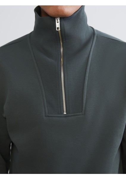 Yeni Sezon Fermuarlı Dik Yaka Erkek Kalın Sweatshirt modelleri