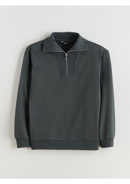 Yeni Sezon Fermuarlı Dik Yaka Erkek Kalın Sweatshirt indirimleri