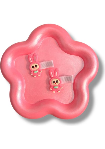 Labubu Figürlü Tüy Detaylı Karışık Renk Çiftli Çocuk Pens Toka