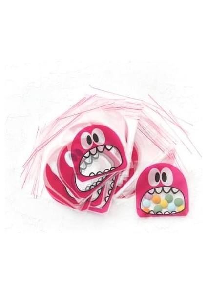 Benim Marifetlerim - Pembe Canavar Baskılı Kendinden Baskılı Jelatin Poşet 10X15 25 Adet