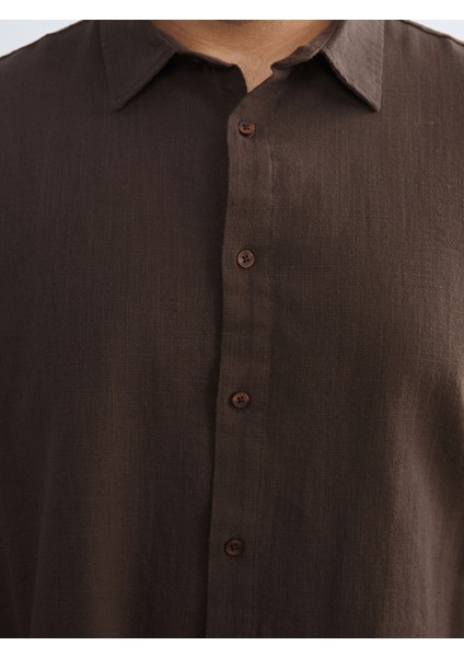 Yeni Sezon Büyük Beden Regular Fit Uzun Kollu Keten Görünümlü Erkek Gömlek modelleri