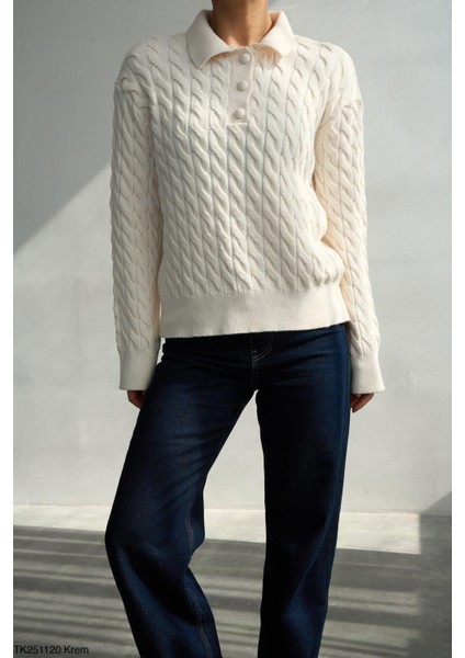 Saç Örgülü Düğmeli Kazak modelleri