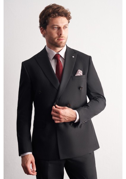 Siyah Kılıç Yaka Tam Astar 6 Drop Slim Fit Takım Elbise 1001255158 fiyatları