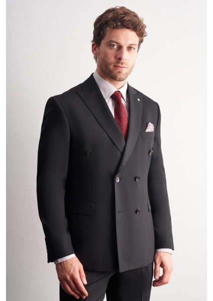 Siyah Kılıç Yaka Tam Astar 6 Drop Slim Fit Takım Elbise 1001255158 fırsatları