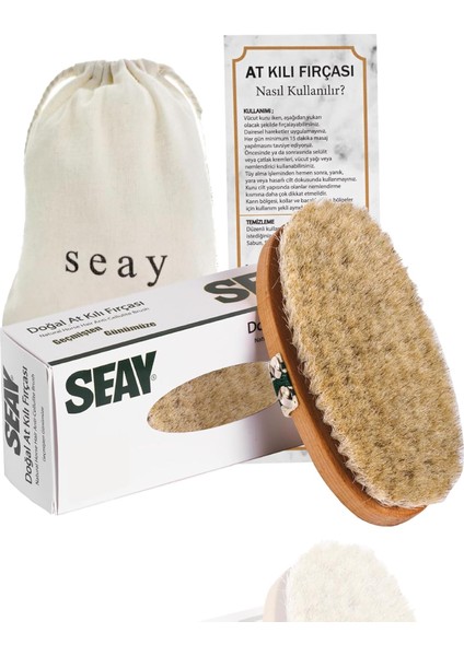 SEAY%100 Doğal Sertifikalı At Kılı Fırçası, Selülit Giderici
