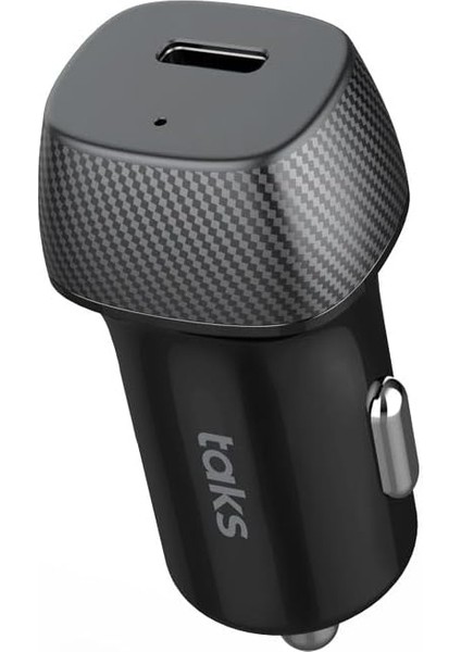 Taks CP01 30W Pd Usb-C Araç Hızlı Şarj Aleti +Usb-C-Usb-C 3A Kablo, Siyah 5CP01CS