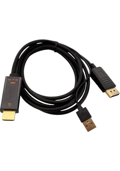 HDMI To Dp ve Usb'den Dp Kablo HDMI T O Displayport Çift Yönlü Kablo 4k*2k@60 4K*2K@30Hz ve 1080P@60Hz'e Kadar Video Çözünürlüğünü Destekler ZR841 1.8 Metre - (Erkek - Erkek)