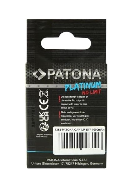 Patona Doğrudan USB Girişli Platinum LP-E17 USB Pil 1000 Mah - Eos Rp R10 77D 200D 250D -1352750D 760D 800D ile Uyumlu, 1 x LP-E17 USB fiyatları