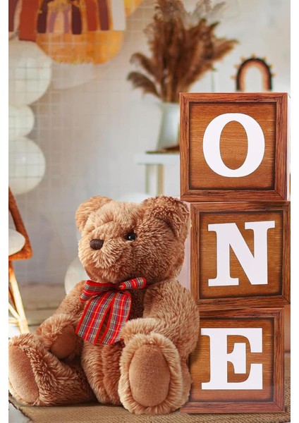 Gitti One Yazılı Kutu ve Balon Seti - 1 Yaş Doğum Günü Kutlama (Ahşap)