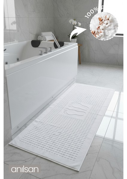Zivra Beyaz Ayak Havlusu - 60x130Cm, 690Gr, %100 Pamuk, Spa Ve Otel Banyo Paspası, Günlük Kullanıma fırsatları