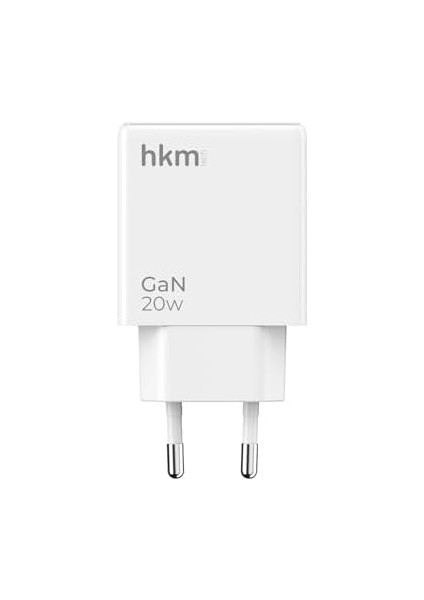 Hkm Tech Extra Slım Gan 20W Usb-A ve Type-C Çift Portlu Hızlı Şarj Aleti, Ultra Ince Güç Adaptörü, Beyaz fiyatları