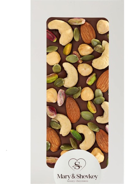 Kuvertür Çikolata Badem Kaju Ceviz Fındık Antep Fıstığı Kabak Çekirdeği Içeren Besleyici Lüks Kuvertür Çikolata 130GRAM (Standart, Sütlü Çikolata) modelleri