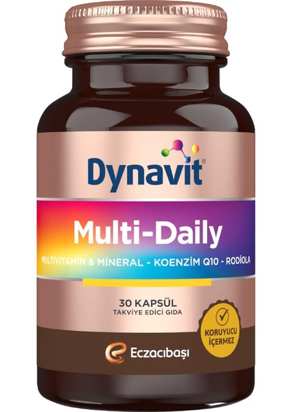 Dynavit Multi Daily Multivitamin, Mineral, Koenzim Q10, Rodiola 30 Kapsül