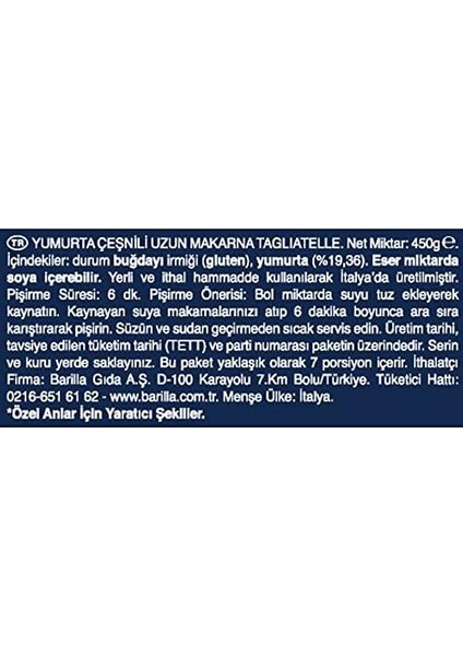 Barilla Tagliatelle Makarna 450 G. fiyatları