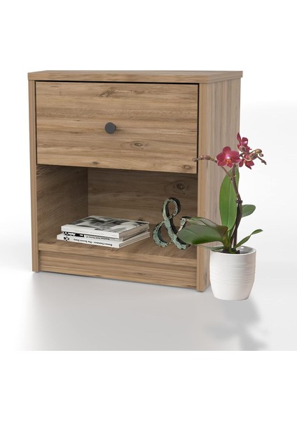 KMD110-CEVIZ Tek Çekmeceli Komodin