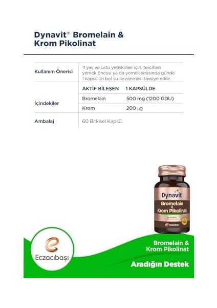 Dynavit Bromelain + Krom Pikolinat modelleri