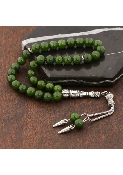 Doğaltaş Metal Püsküllü Yeşil Yeşim Taşı Tesbih fiyatları