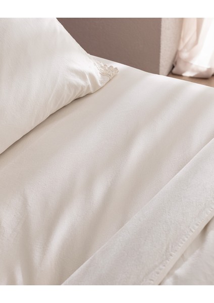 Maveray Çift Kişilik %100 Pamuk Yatak Örtüsü Seti - Ekru