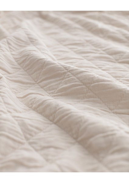 Maveray Çift Kişilik %100 Pamuk Yatak Örtüsü Seti - Ekru