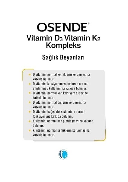 Osende D3K2 Kompleks Damla 20 ml Vitamin D Vitamin K2 Mk-7 Mk-4 modelleri