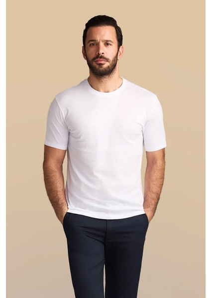 Bisiklet Yaka Regular Fit Süprem Pamuk Tişört